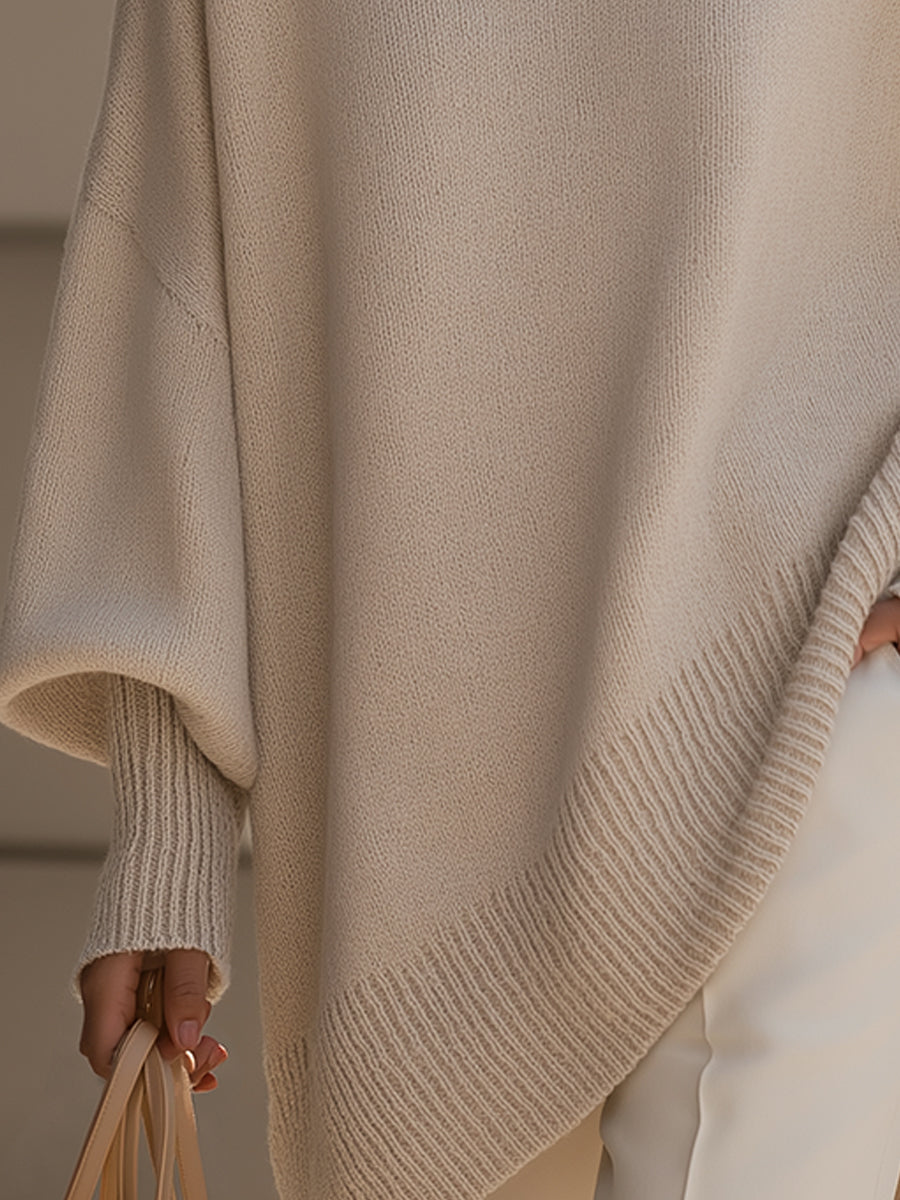 Clarisse | Pull ample élégant à col large et drapé