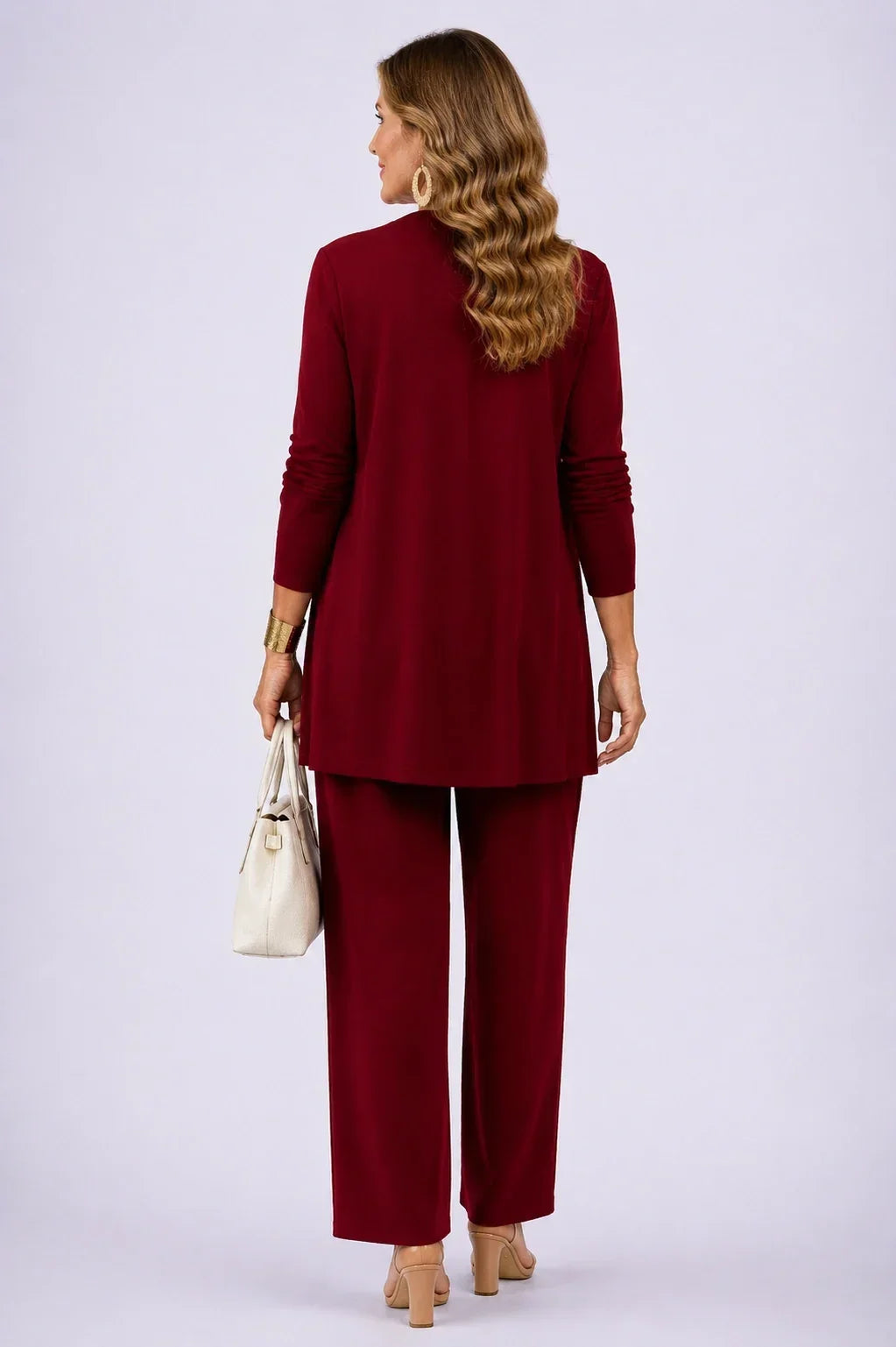 Holly | Élégant ensemble fleuri bordeaux trois pièces