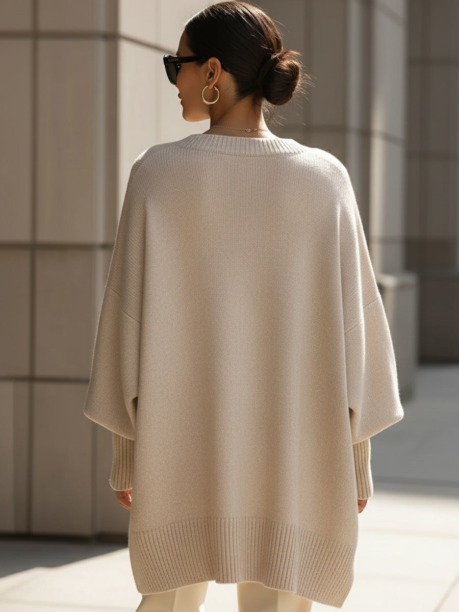Clarisse | Pull ample élégant à col large et drapé