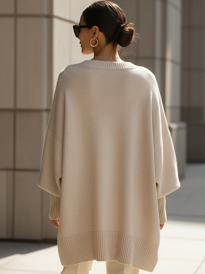 Clarisse | Pull ample élégant à col large et drapé