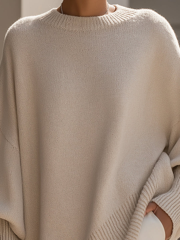 Clarisse | Pull ample élégant à col large et drapé