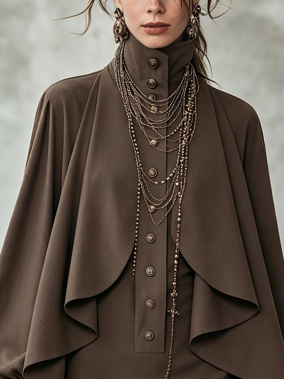Ophelia | Robe Mini Cape à Col Montant