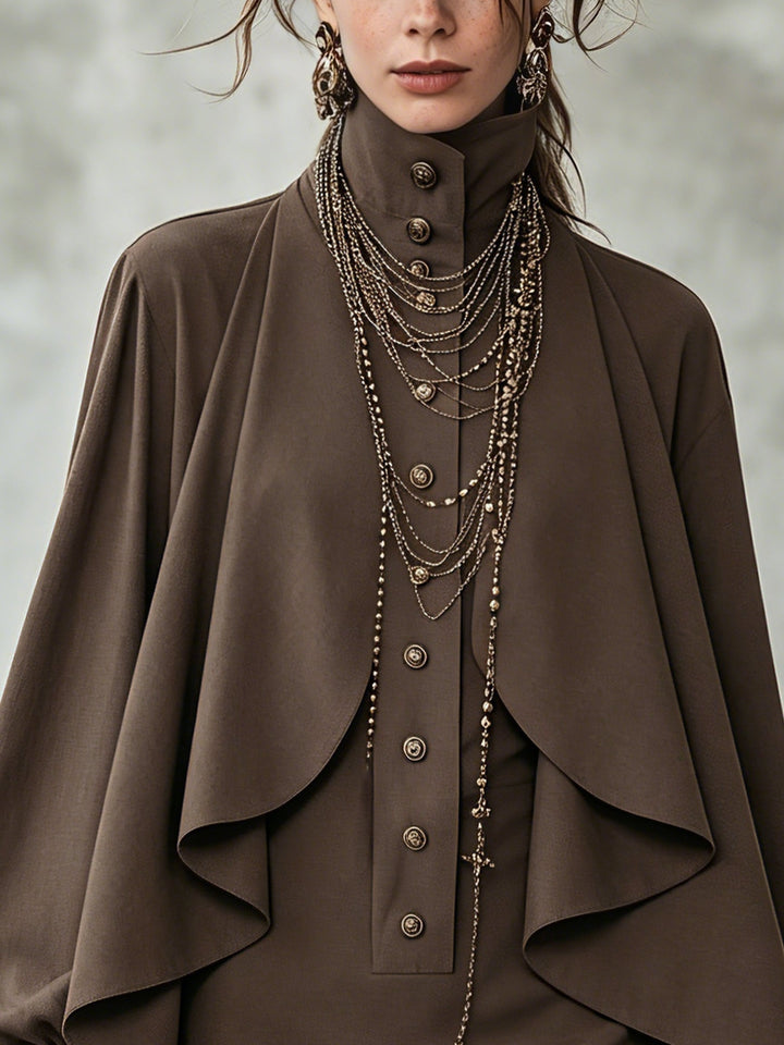 Ophelia | Robe Mini Cape à Col Montant