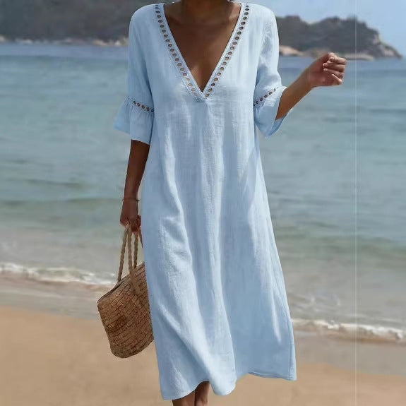 ELARA | Robe longue légère et naturellement flatteuse pour un confort décontracté au bord de la mer