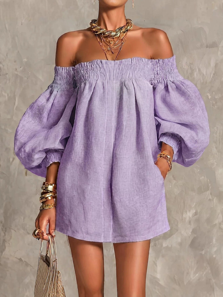 Rosaline | Robe Mini Épaules Dénudées à Manches Bouffantes