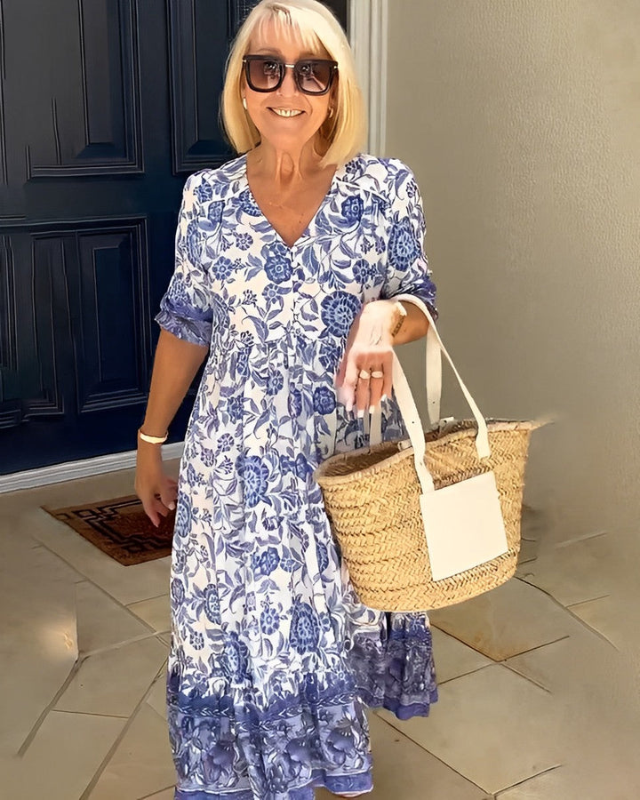 Keisha | Robe fleurie gracieuse à col en V