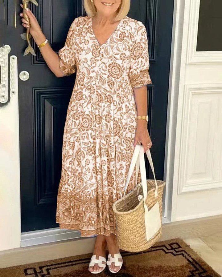 Keisha | Robe fleurie gracieuse à col en V