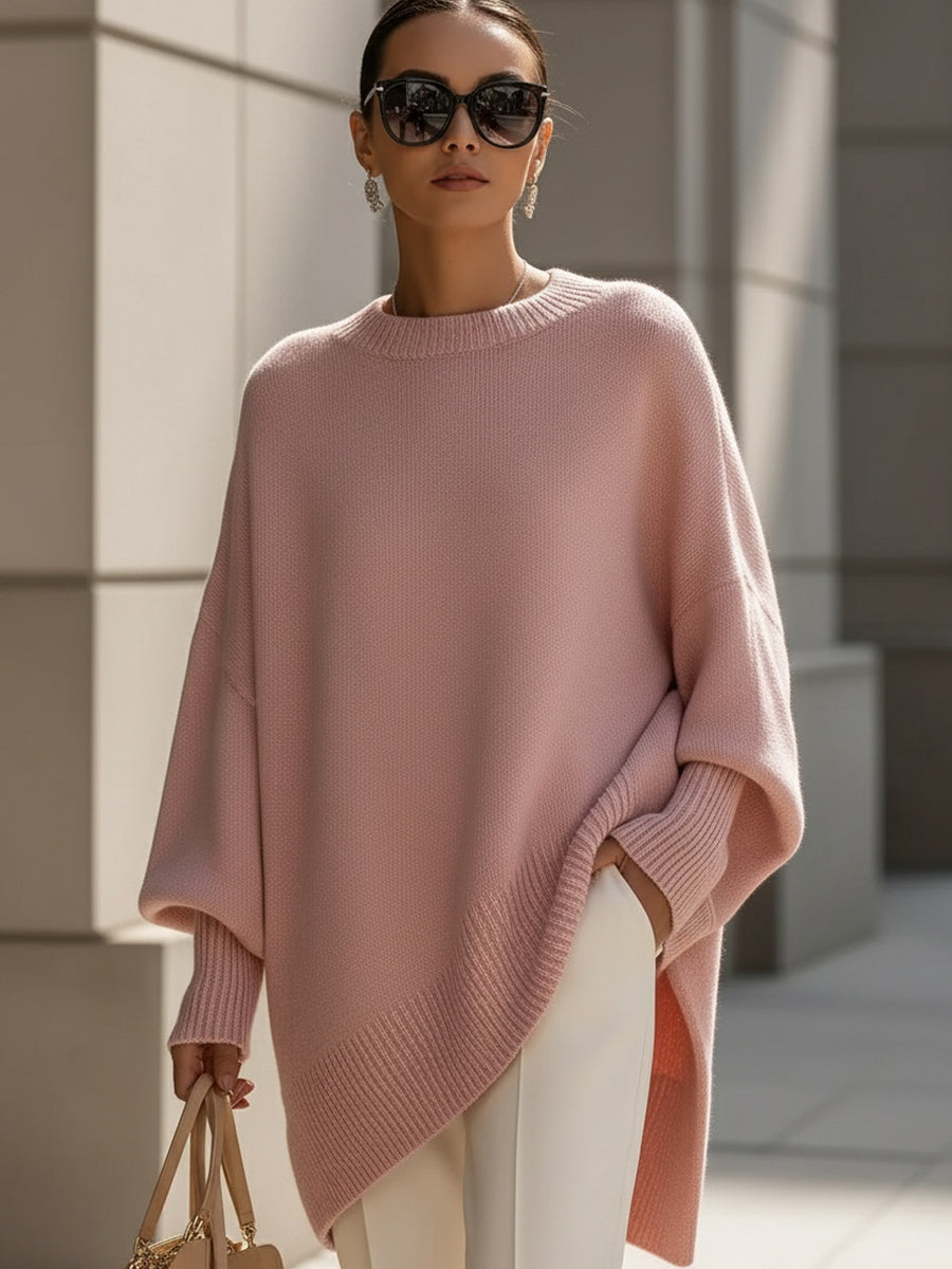 Clarisse | Pull ample élégant à col large et drapé
