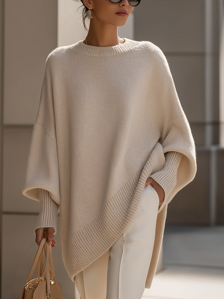 Clarisse | Pull ample élégant à col large et drapé