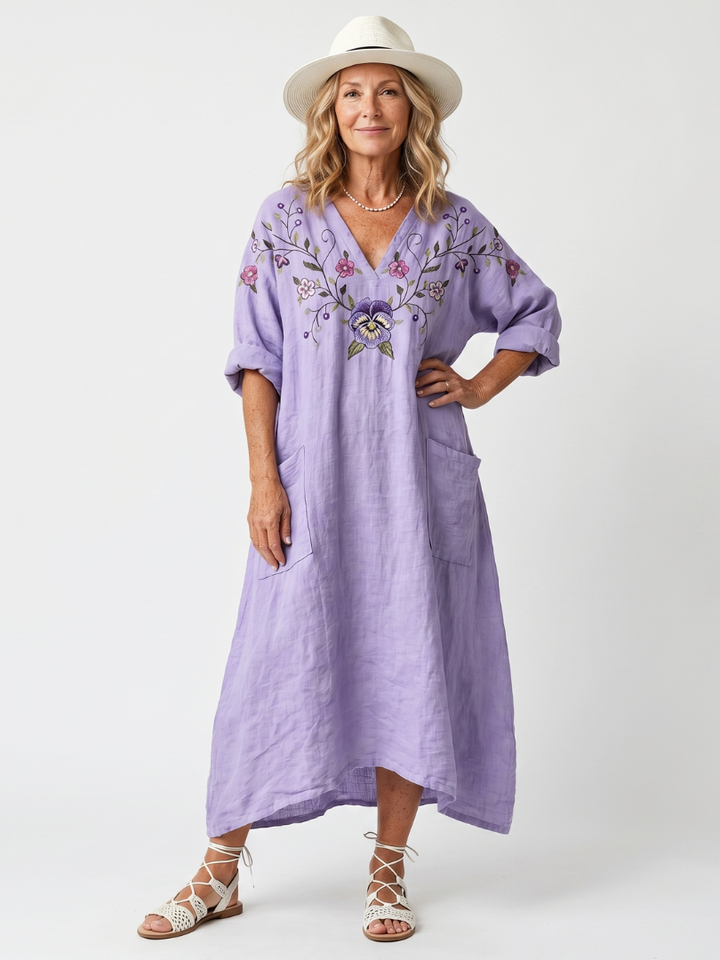 Tavi | Robe midi oversize à poches et imprimé floral