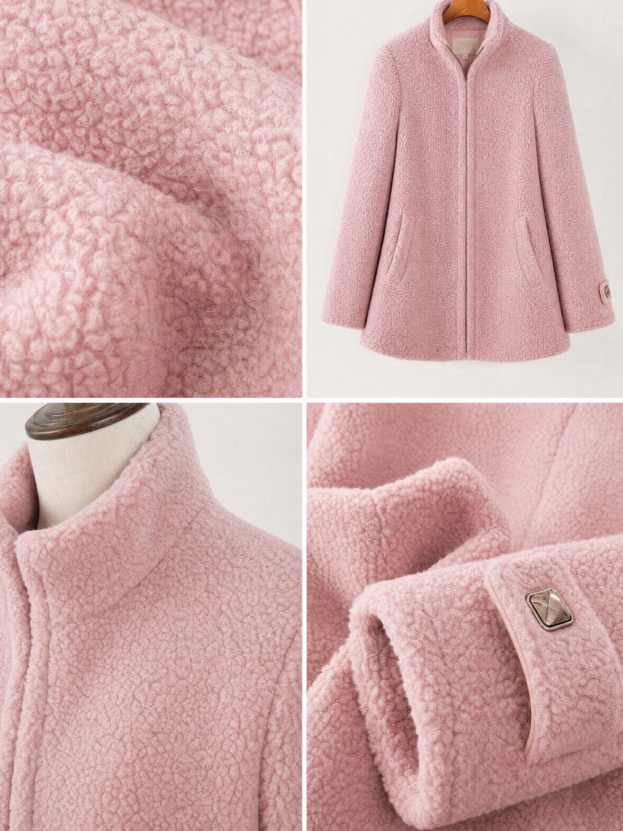 Rosalie | Veste polaire rose vintage zippée