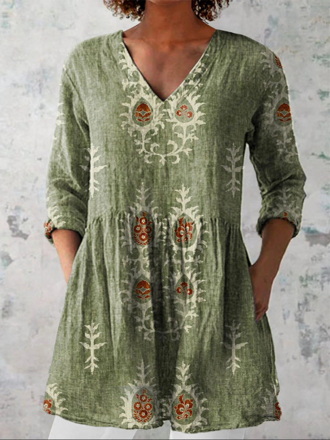 Karine | Blouse longue à col en V