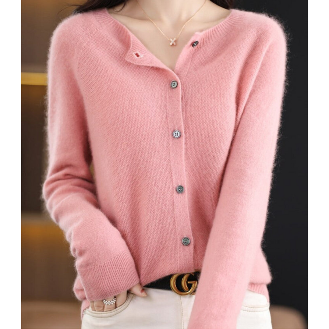 Mercy | Cardigan Col Rond en Maille Fine