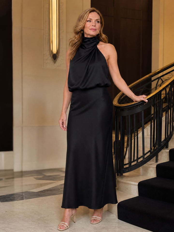 Nopal™ Robe midi sans manches à encolure drapée