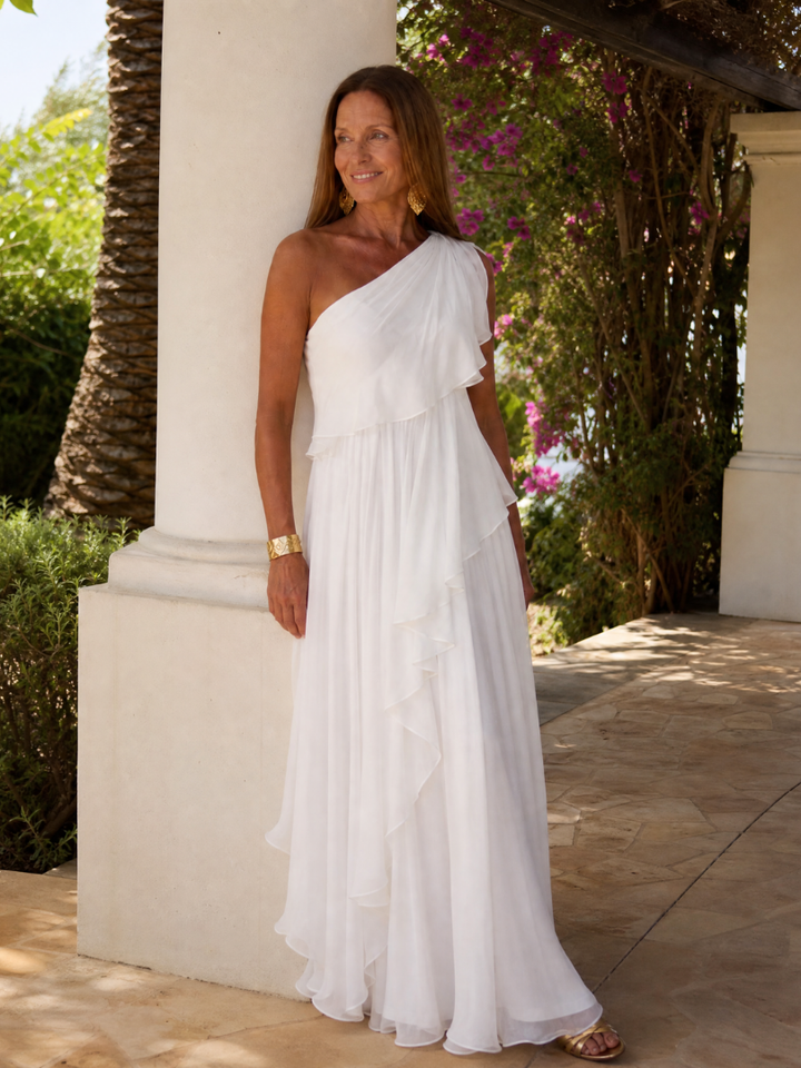 Émeraude™ | Maxi Robe Verte à Épaule Unique