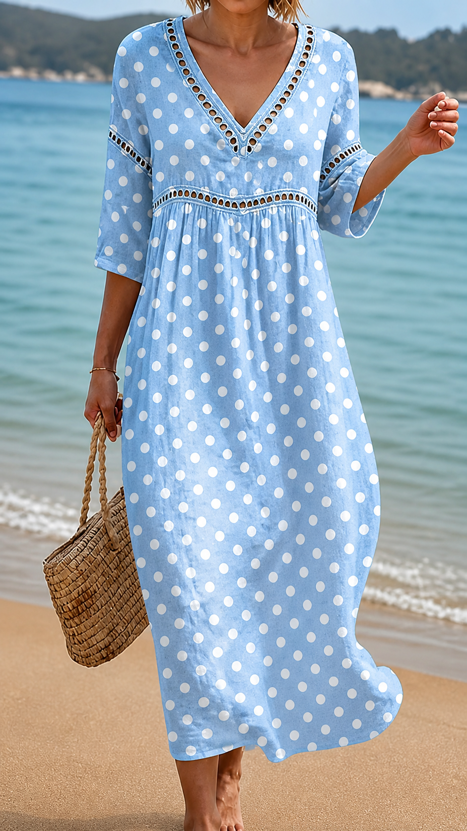 Robe de plage fluide à pois