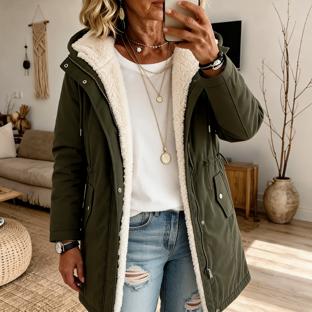 Penelope™ | Parka Imperméable à Capuche Doublée en Fleece