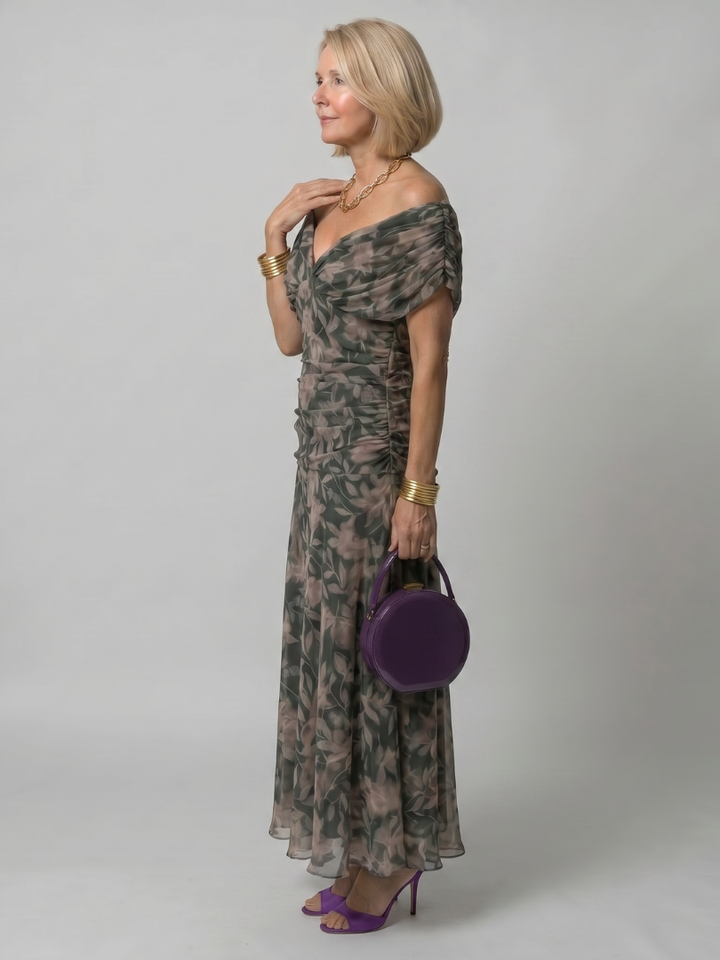 Calen™ Robe midi fluide à épaules dénudées