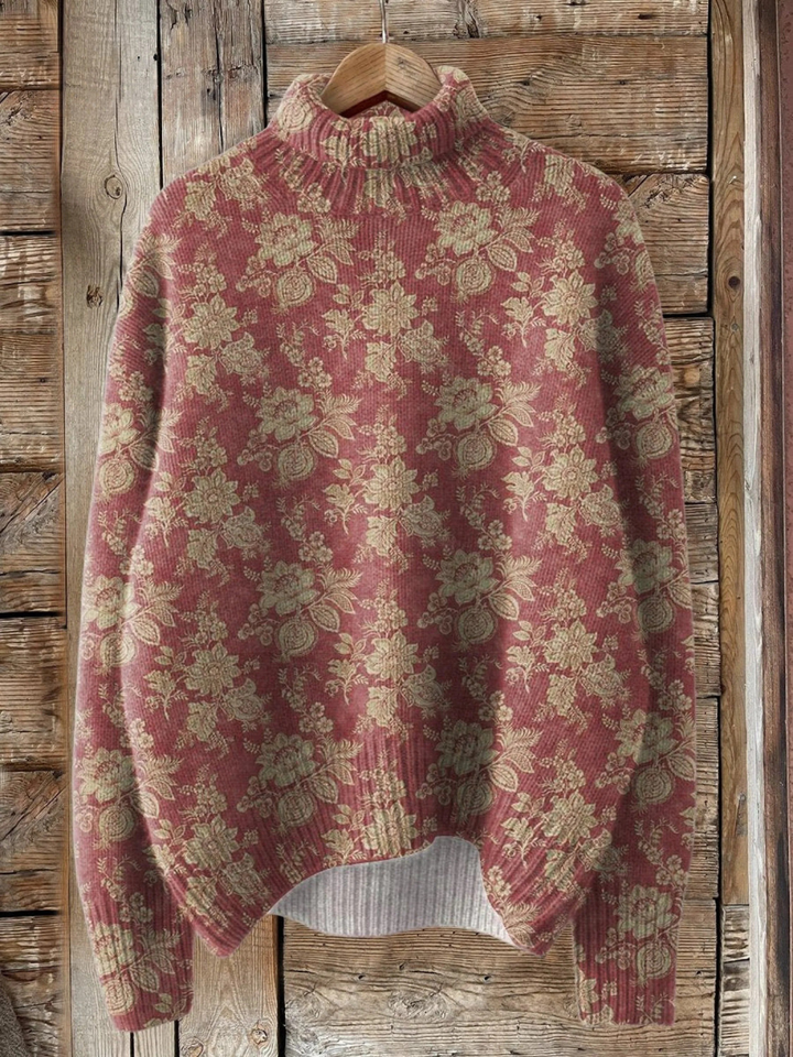 Gretchen | Pull à col roulé fleuri vintage