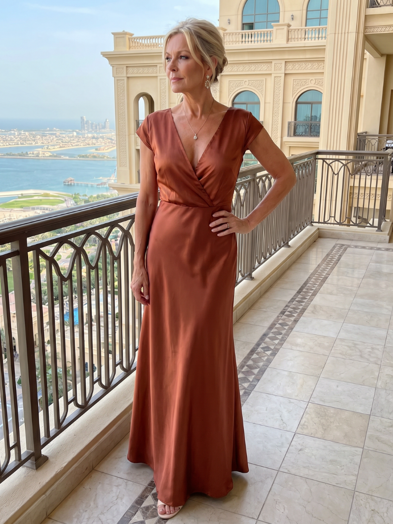 Samouse™ Robe longue à bustier portefeuille et manches courtes