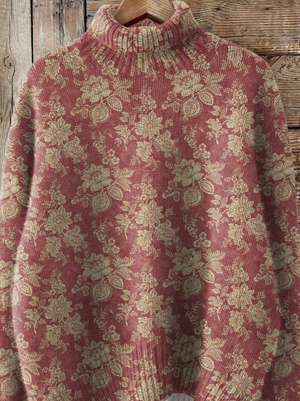 Gretchen | Pull à col roulé fleuri vintage