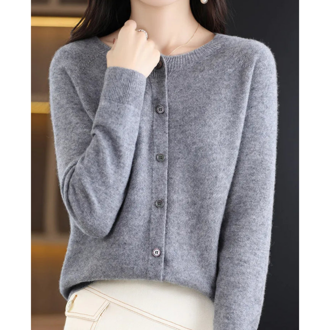 Mercy | Cardigan Col Rond en Maille Fine