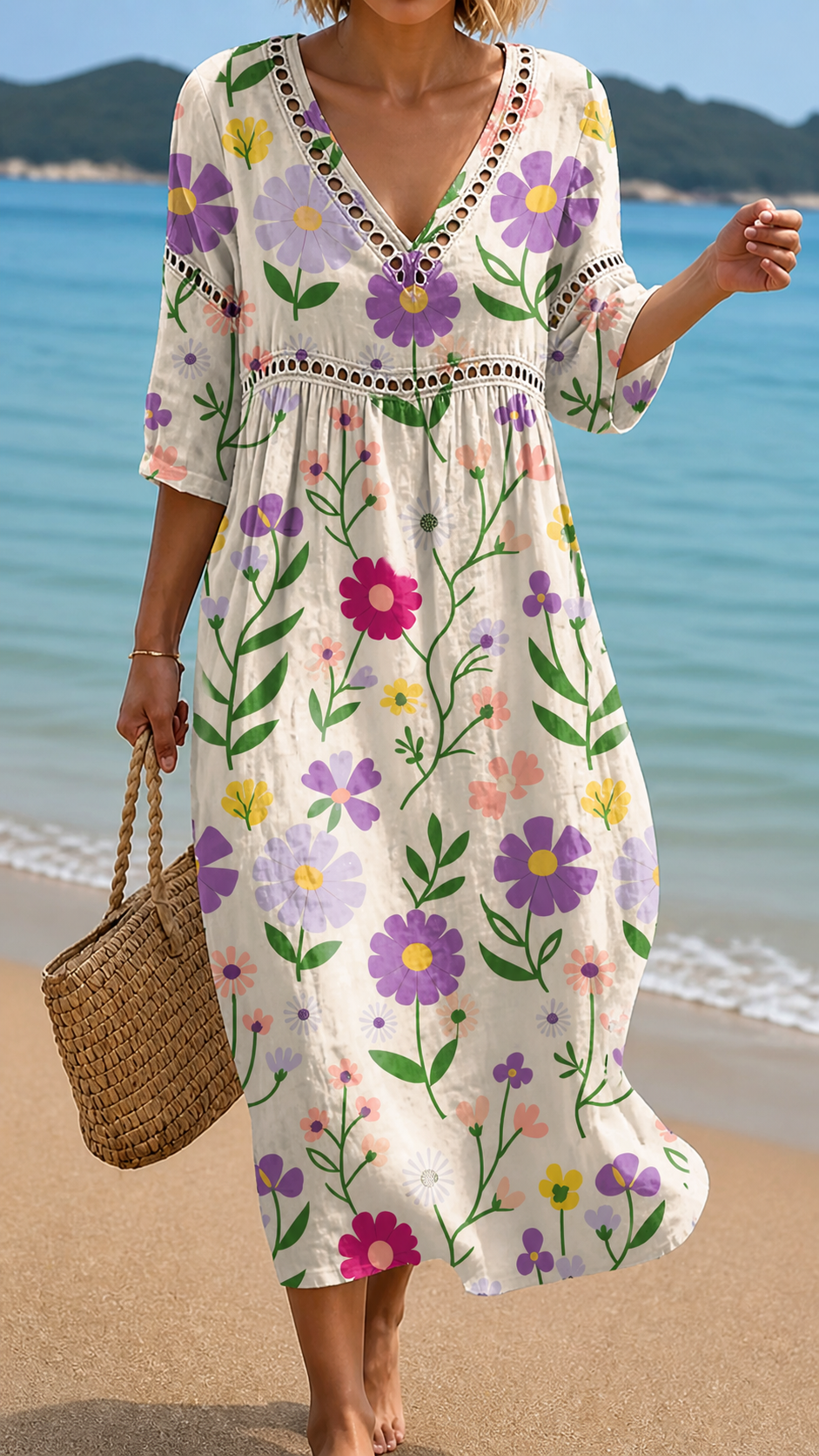Robe de plage à imprimé floral éclatant