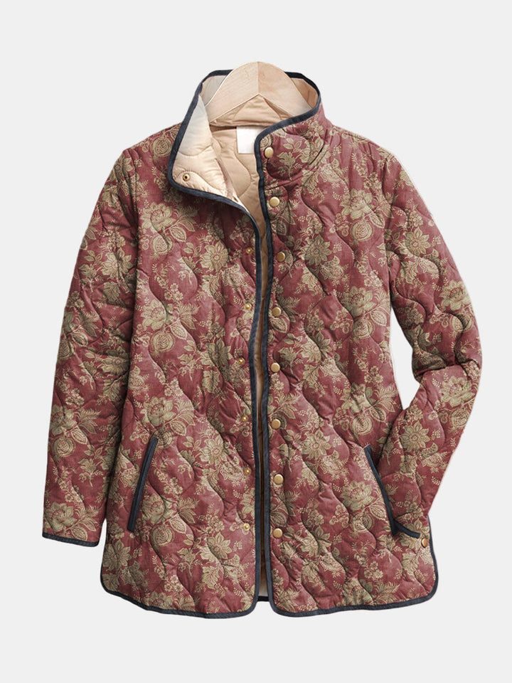 Sophie | Veste Matelassée Damas Prune