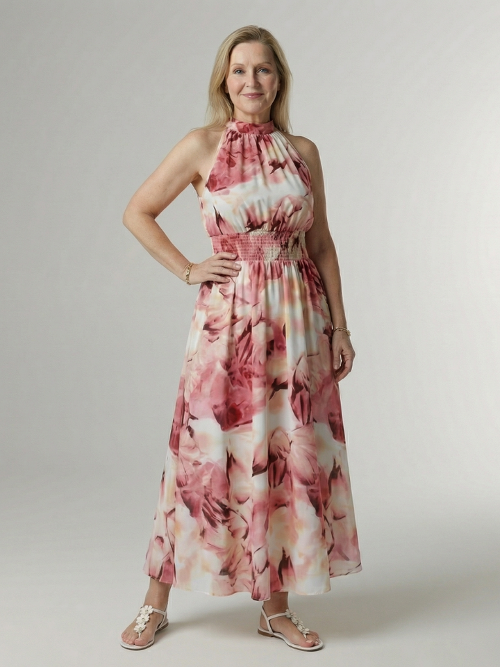 Sylin™ Robe midi dos-nu froncée