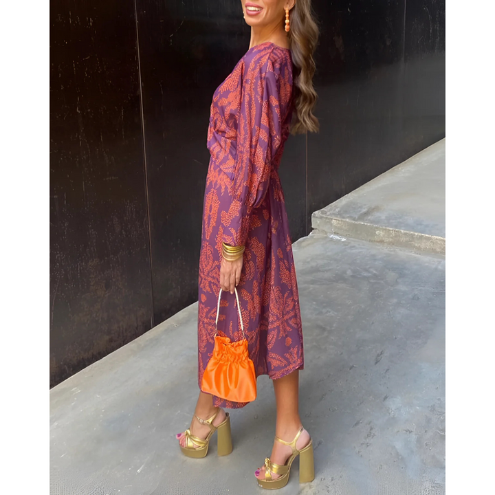 Arabella | Robe Maxi à Col Plongeant et Nœud Torsadé