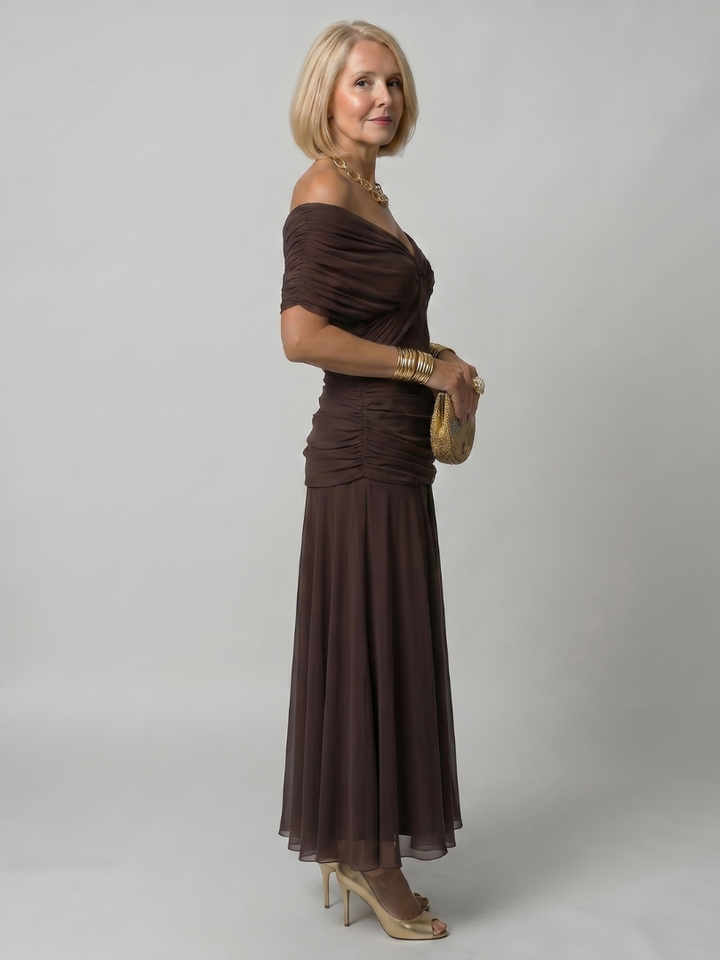 Calen™ Robe midi fluide à épaules dénudées