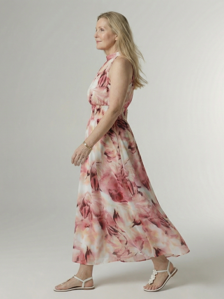 Sylin™ Robe midi dos-nu froncée