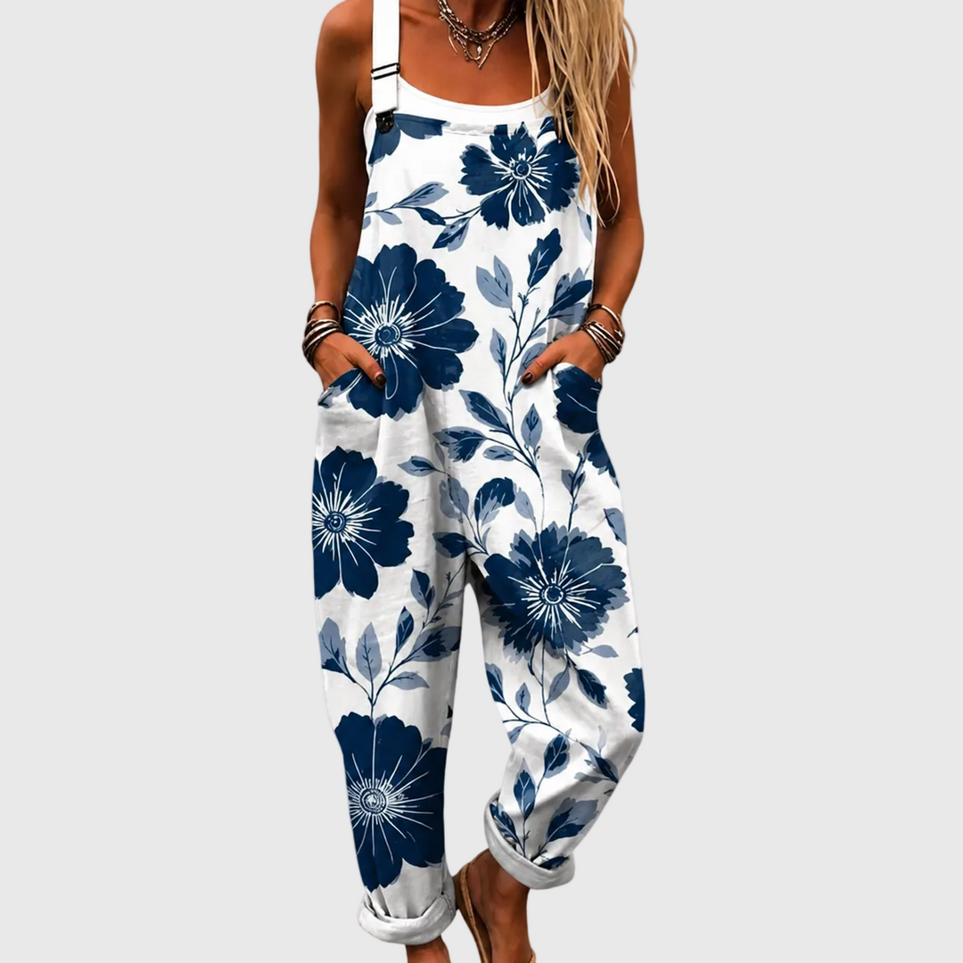 Salopette fleurie indigo