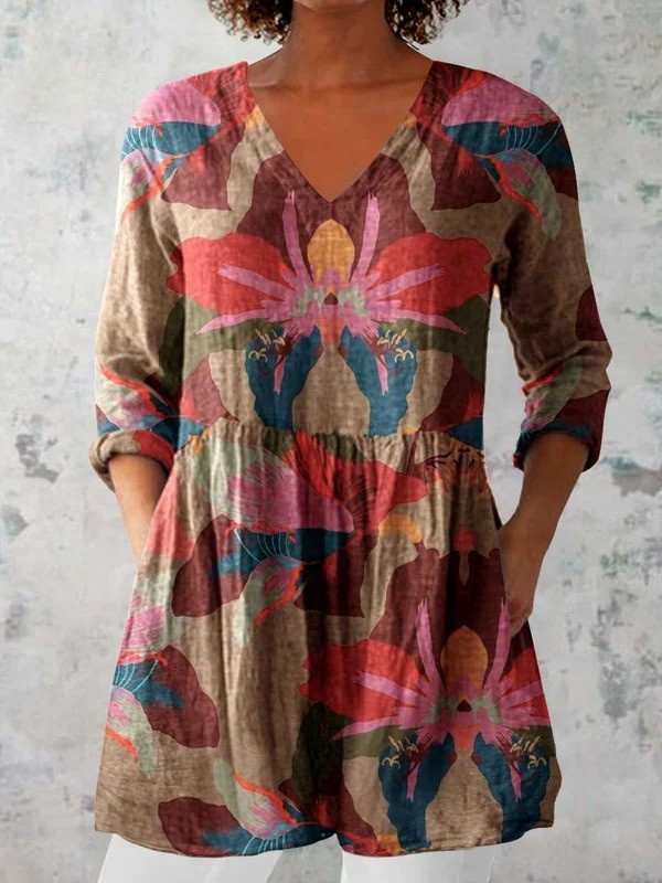 Jacinthe | Blouse longue à col en V