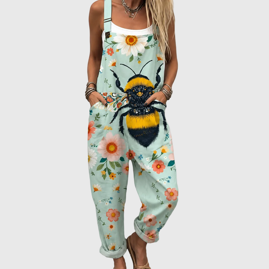 Salopette fleurs et abeille