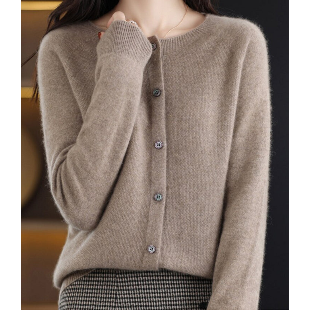 Mercy | Cardigan Col Rond en Maille Fine