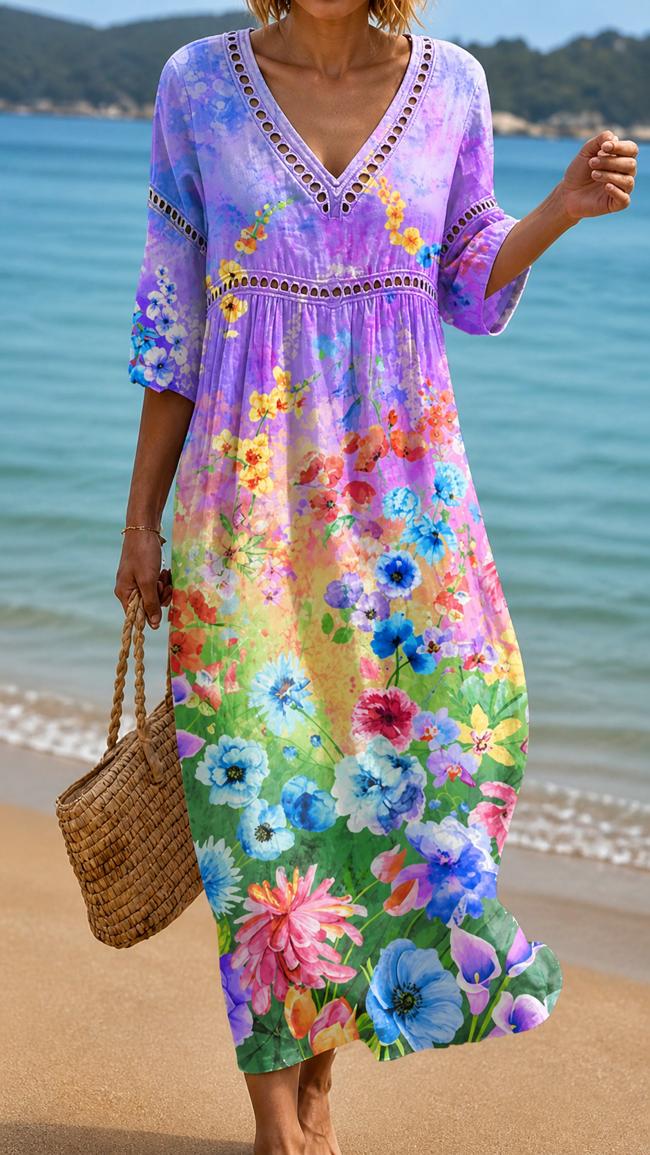 Robe de plage aux fleurs vives