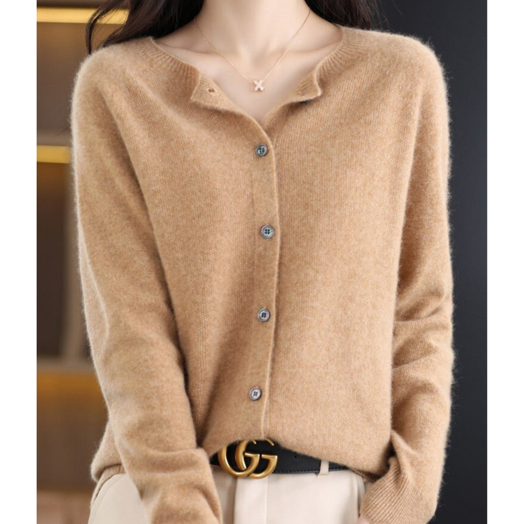 Mercy | Cardigan Col Rond en Maille Fine