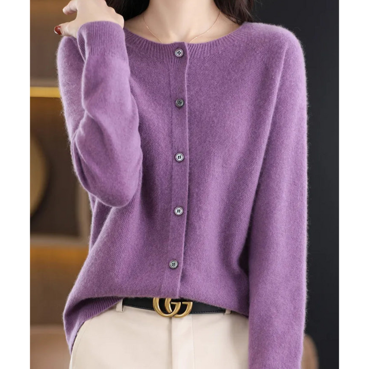 Mercy | Cardigan Col Rond en Maille Fine