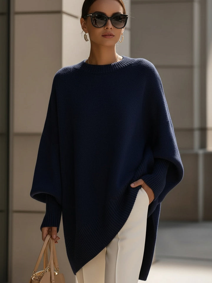 Clarisse | Pull ample élégant à col large et drapé