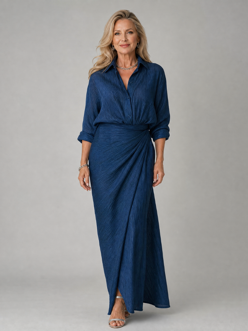 Mirque™ Robe longue portefeuille à manches longues