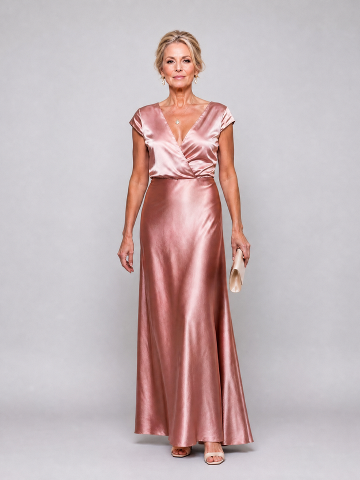 Samouse™ Robe longue à bustier portefeuille et manches courtes