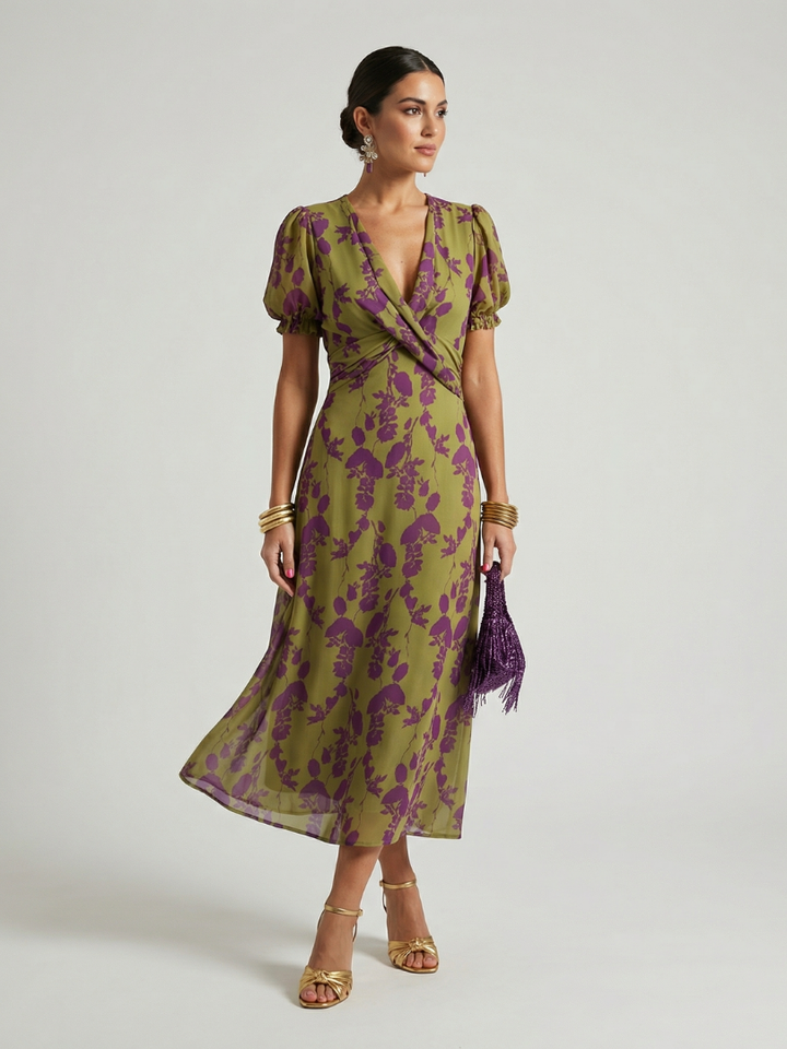Virel™ Robe midi fleurie décontractée