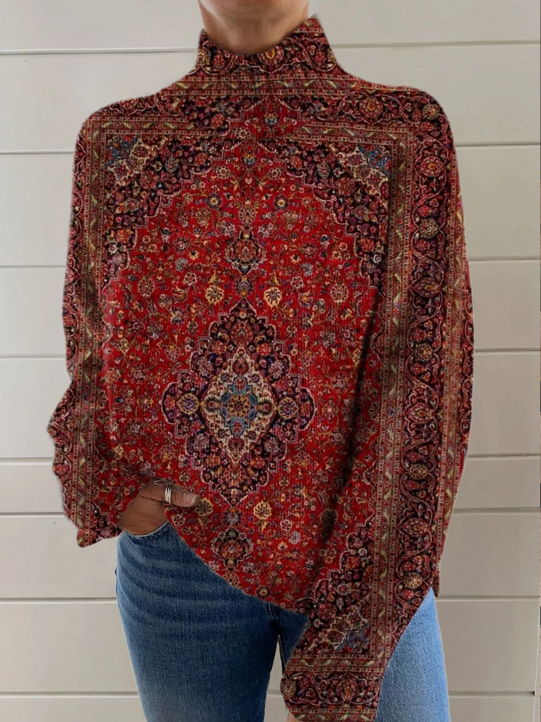 Grace | Pull à col roulé orné d’un imprimé vintage
