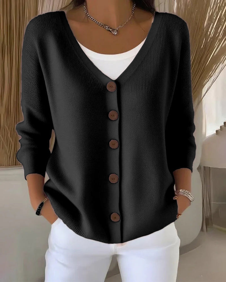Camélia | Cardigan en maille boutonnée à silhouette structurée