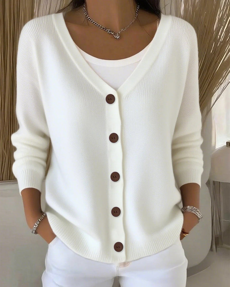 Camélia | Cardigan en maille boutonnée à silhouette structurée