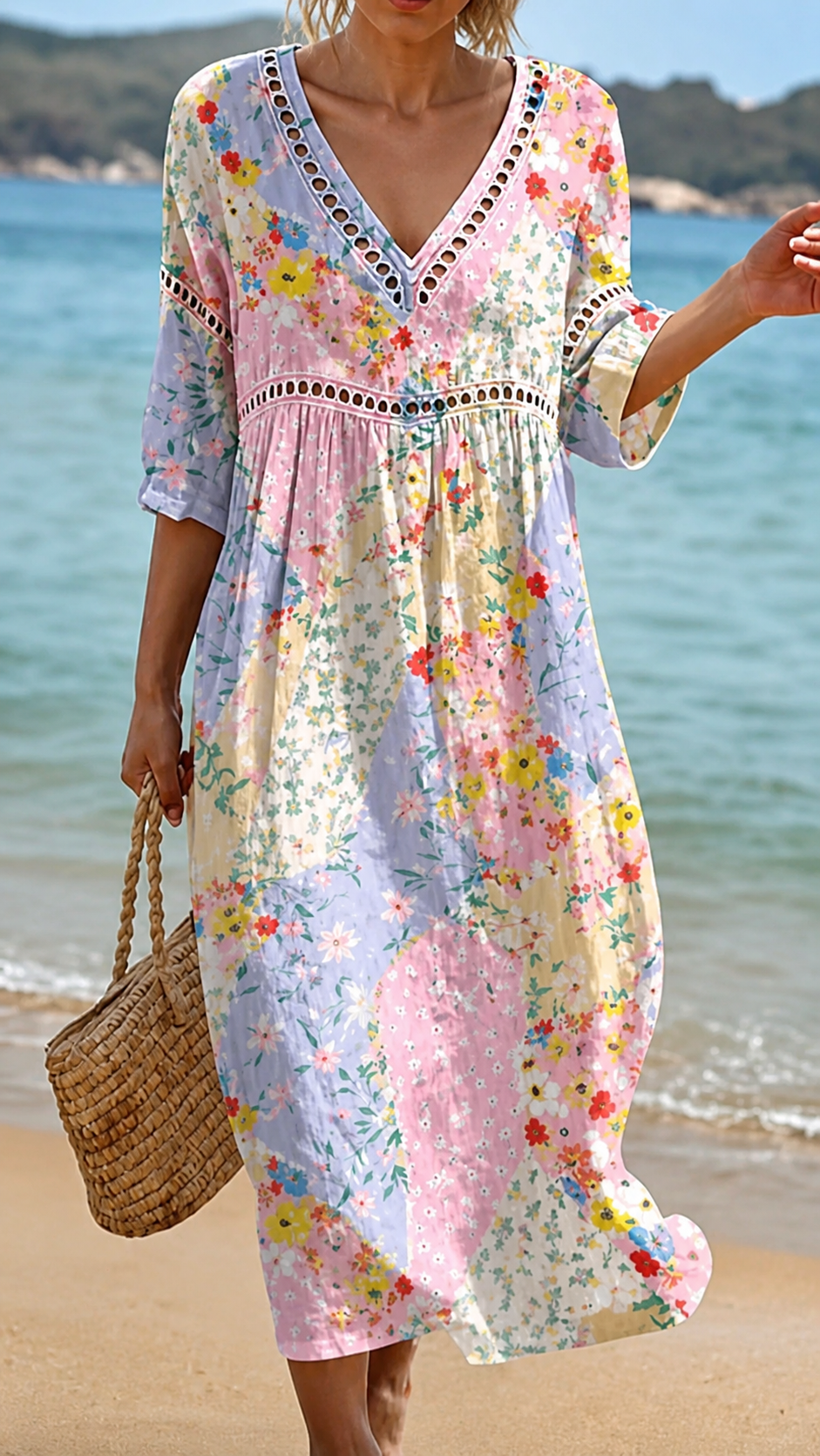 Robe de plage à fleurs douce