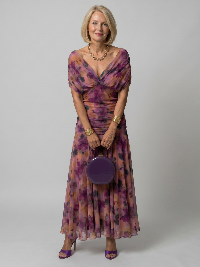 Calen™ Robe midi fluide à épaules dénudées