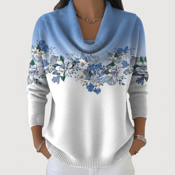 Albane | Pull Floral avec Col Roulé