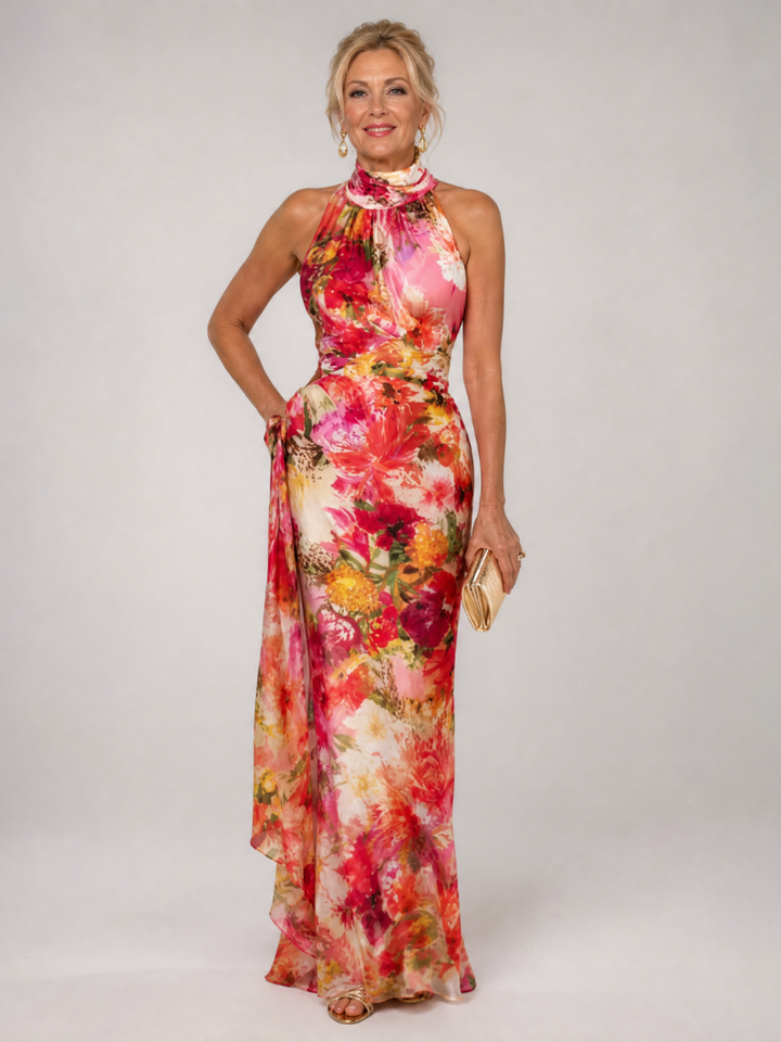 Elisabetta™ Robe longue fleurie à encolure dos-nu